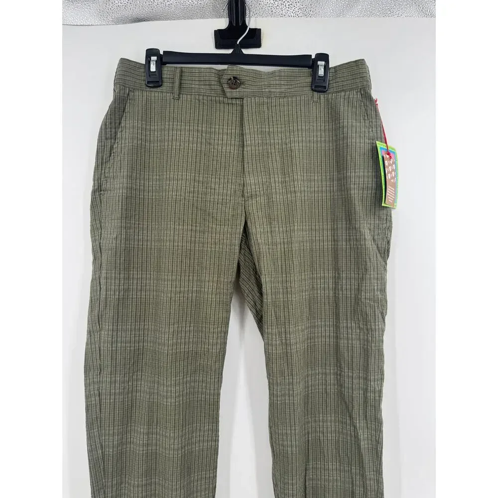 Houston White Mens Plaid Straight Suit Pants Olive Green Trousers Medium